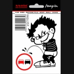 Naklejka AVISA - Chłopiec olewający znak / samochód - czarna