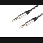 Kabel audio 300 cm oplot z mikrofibry  jack > jack (AUX 3.5mm)