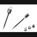 Kabel USB magnetyczny 3w1 microUSB / USB typu C / Lightning 100 cm czarny