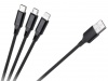 Kabel USB 3w1 microUSB / USB typu C / Lightning 100 cm