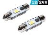 Żarówka rurkowa SV8.5 12V/24V 39mm 1xSMD3570 Festoon CANBUS biała VISION (2szt.)