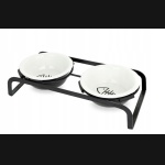 Zestaw 2 misek ceramicznych dla kota na stojaku 12cm