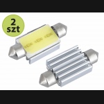 Żarówka rurkowa SV8.5 12V 39mm 1 COB LED CANBUS biała (2szt)