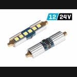 Żarówka rurkowa SV8.5 12V/24V 39mm 6xSMD3030 LED Festoon CANBUS nonpolar biała VISION (2szt.)