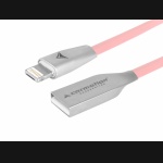 Kabel microUSB & iPhone Lighting 120cm różowy