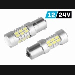 Żarówka BA15S 12V/24V 27xSMD5730 LED CANBUS biała z soczewką VISION (2szt.)