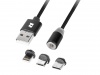 Kabel USB magnetyczny 3w1 microUSB / USB typu C / Lightning 100 cm czarny