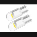 Żarówka W5W T10 12V COB LED całoszklana biała AMIO (2szt.)