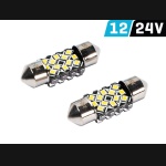 Żarówka rurkowa SV8.5 12V/24V 31mm 12xSMD2016 Festoon CANBUS biała VISION (2szt.)