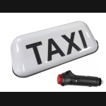 Lampa # Sygnalizator # Znak TAXI - na magnes BIAŁY z wtyczką zapalniczki