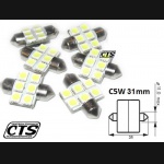 Żarówka rurkowa SV8.5 12V 31mm 6 SMD LED biała (1szt.)