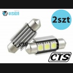 Żarówka rurkowa SV8.5 12V 36mm 3 SMD5050 CANBUS biała (2szt)