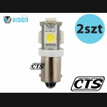 Żarówka BA9S / T4W 12V 5 SMD5050 LED biała (2szt.)