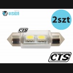 Żarówka rurkowa SV8.5 12V 31mm 2 SMD5050 LED biała (2szt)