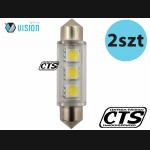 Żarówka rurkowa SV8.5 12V 41mm 3 SMD5050 LED biała (2szt)